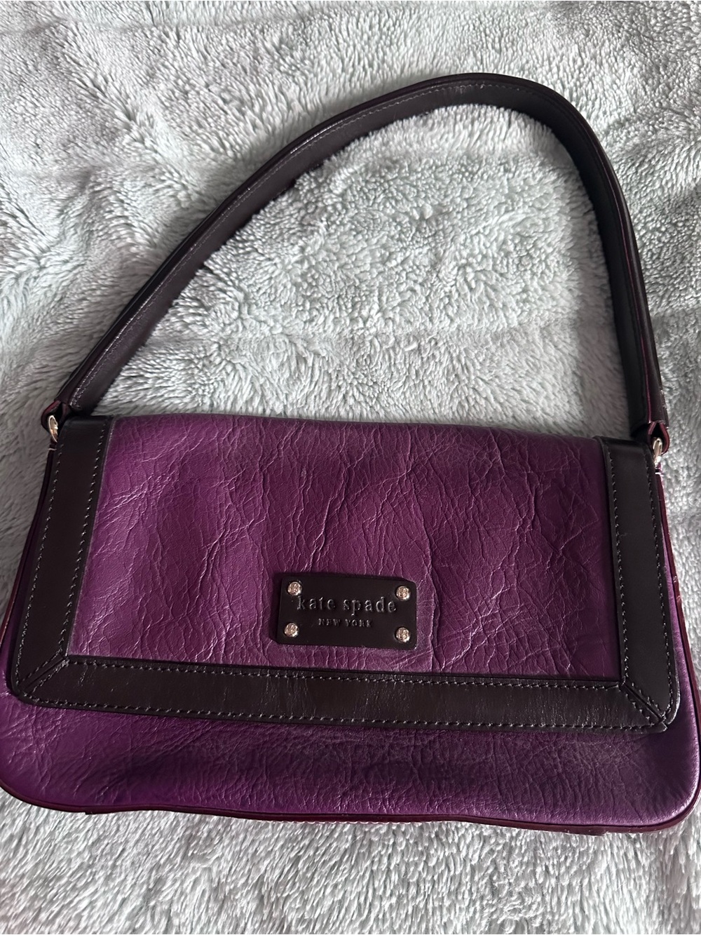 kate spade Purple and Dark Brown Leather Shoulder Bag